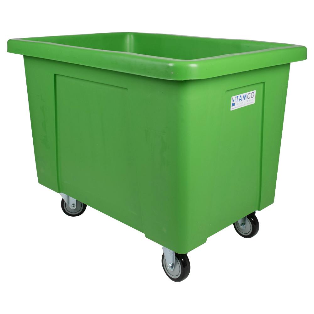 100 Gallon/12 Bushel Green LLDPE Rectangular Tamco® Box Truck with 4" Casters - 41-1/2" L x 33-1/2" W x 33-1/2" Hgt. OD