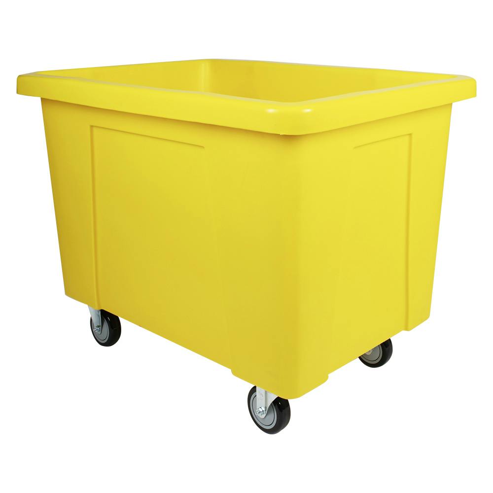 50 Gallon/6 Bushel Yellow LLDPE Rectangular Tamco® Box Truck with 4" Casters - 36-1/2" L x 27-1/2" W x 27-1/2" Hgt. OD