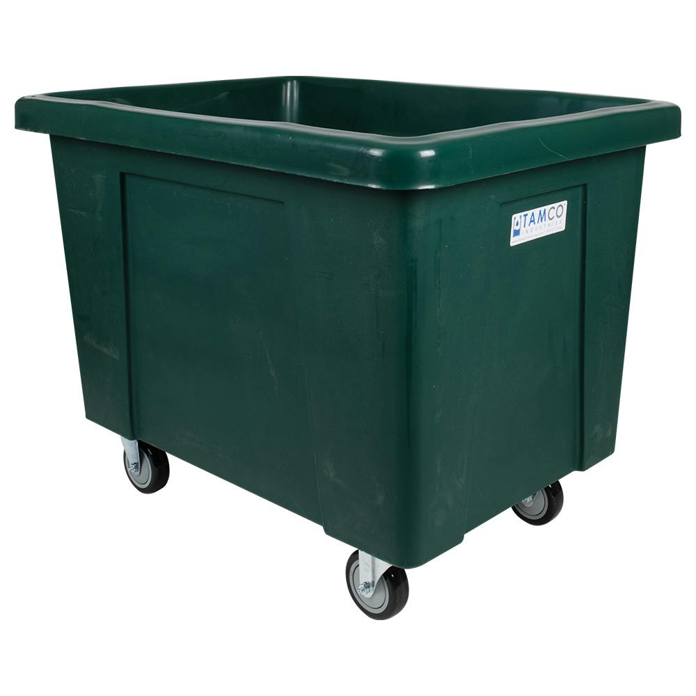 100 Gallon/12 Bushel Forest Green LLDPE Rectangular Tamco® Box Truck with 4" Casters - 41-1/2" L x 33-1/2" W x 33-1/2" Hgt. OD