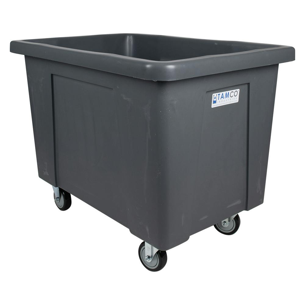 190 Gallon/22 Bushel Gray LLDPE Rectangular Tamco® Box Truck with 4" Casters - 48-1/2" L x 41-1/2" W x 41-1/2" Hgt. OD