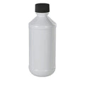 1 oz. White PET Modern Round Bottle with 20/410 Black Ribbed Child-Resistant Cap (CRC) with F217 Liner