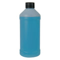 16 oz. Natural HDPE Modern Round Bottle with 28/410 Black Ribbed Cap with F217 Liner