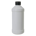 16 oz. White HDPE Modern Round Bottle with 28/410 Black Ribbed Cap with F217 Liner