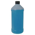 32 oz. Natural HDPE Modern Round Bottle with 28/410 Black Ribbed Cap with F217 Liner