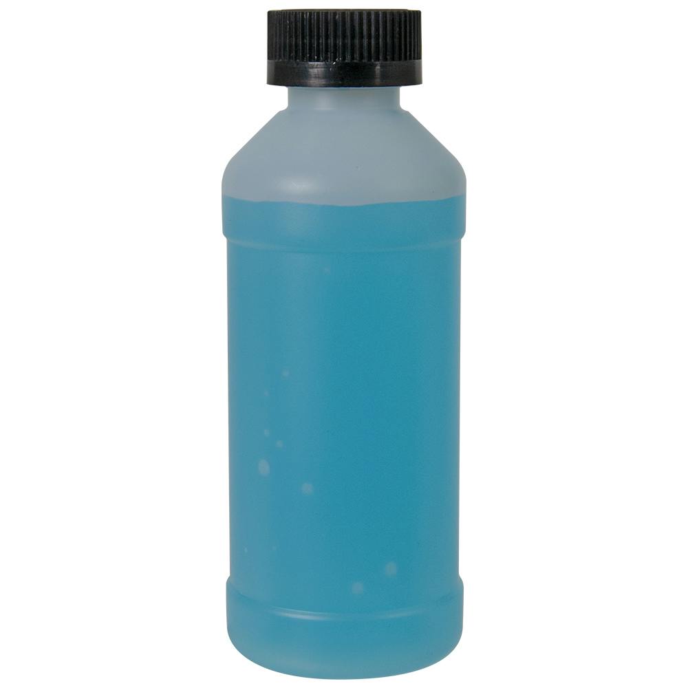 8 oz. Natural HDPE Modern Round Bottle with 28/400 Black Ribbed Child-Resistant Cap (CRC) with F217 Liner