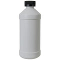 16 oz. White HDPE Modern Round Bottle with 28/400 Black Ribbed Child-Resistant Cap (CRC) with F217 Liner