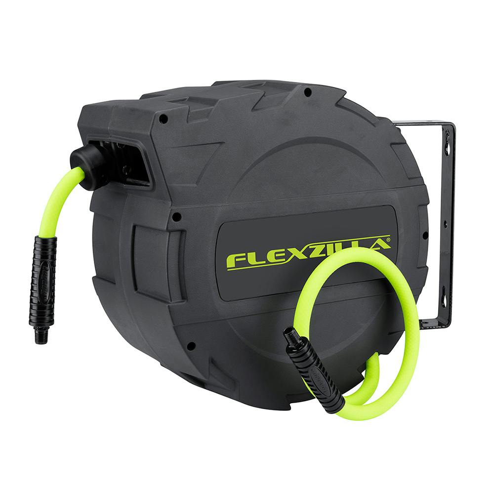 3/8" Flexzilla® Enclosed Retractable Air Hose Reel with 1/4" MNPT Fittings - 30'