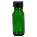 1/2 oz. Green Glass Boston Round Bottle with 18/400 Black Phenolic Cap with Pulp & Vinyl Liner
