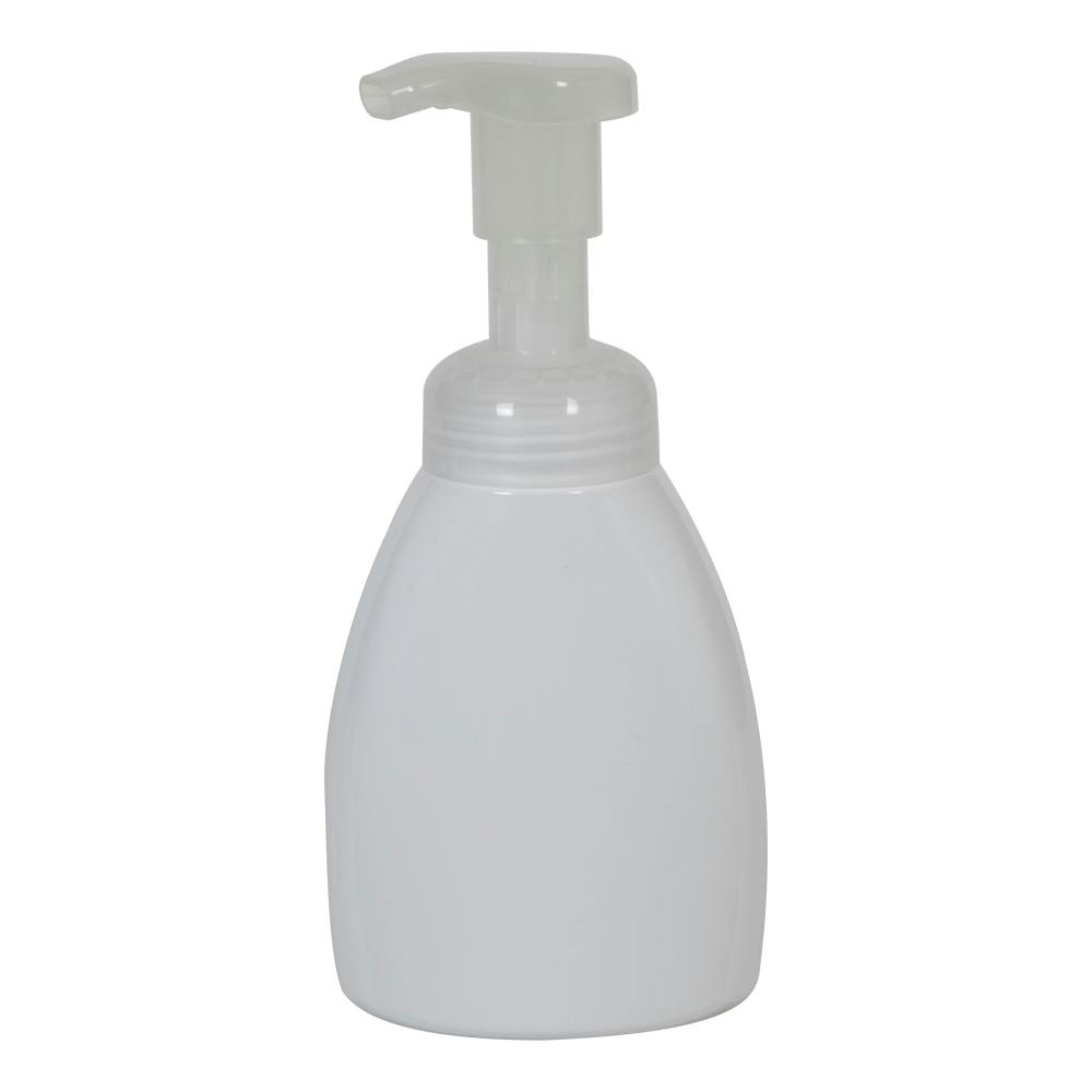 250mL White PET Foaming-Style Oval Bottle with 40mm Natural Polypropylene Dispensing Foaming Pump
