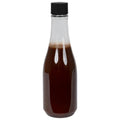 8 oz. Clear PET Round Keuka Bottle with 24/410 Black Ribbed Cap with F217 Liner