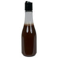 8 oz. Clear PET Round Keuka Bottle with 24/410 Black Polypropylene Smooth Disc-Top Dispensing Cap