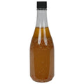 14 oz. Clear PET Round Keuka Bottle with 24/410 Black Ribbed Unlined Cap