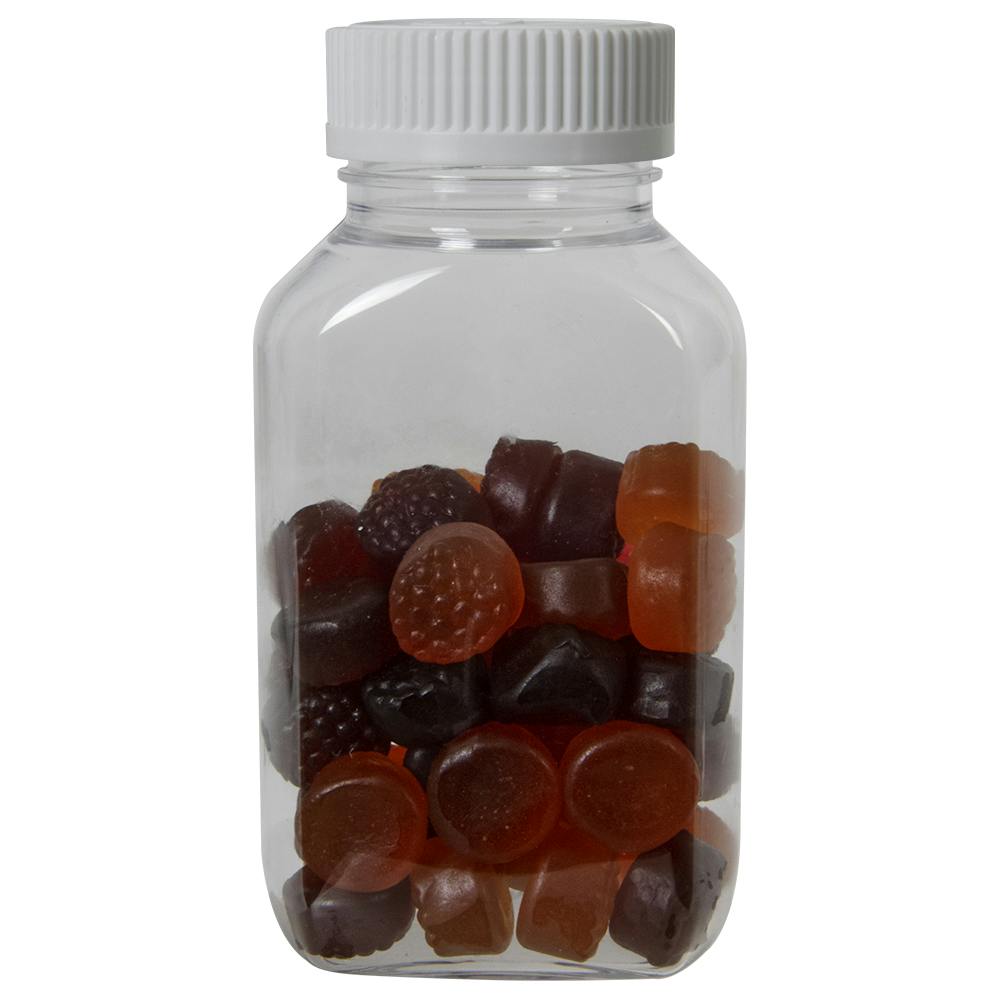 160cc (5.41 oz.) Clear PET Oblong Pharma Bottle with 38/400 White Ribbed Polypropylene Child-Resistant Cap (CRC) with F217 Liner