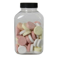 250cc (8.45 oz.) Clear PET Oblong Pharma Bottle with 38/400 Black Ribbed Cap with F217 Liner