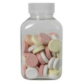 250cc (8.45 oz.) Clear PET Oblong Pharma Bottle with 38/400 White Ribbed Polypropylene Child-Resistant Cap (CRC) with F217 Liner