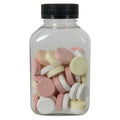 250cc (8.45 oz.) Clear PET Oblong Pharma Bottle with 38/400 Black Ribbed Child-Resistant Cap (CRC) with F217 Liner
