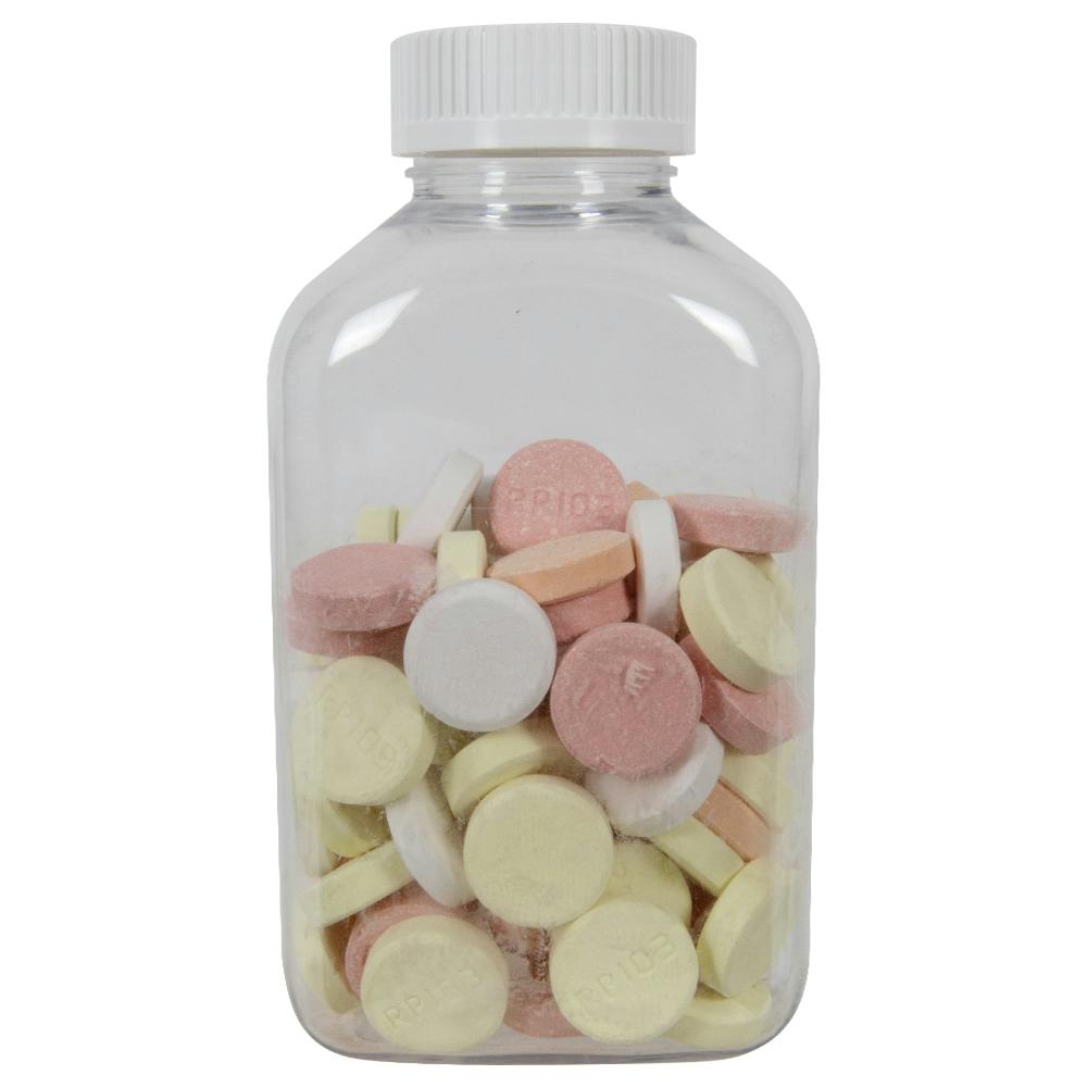 375cc (12.68 oz.) Clear PET Oblong Pharma Bottle with 38/400 White Ribbed Polypropylene Child-Resistant Cap (CRC) with F217 Liner