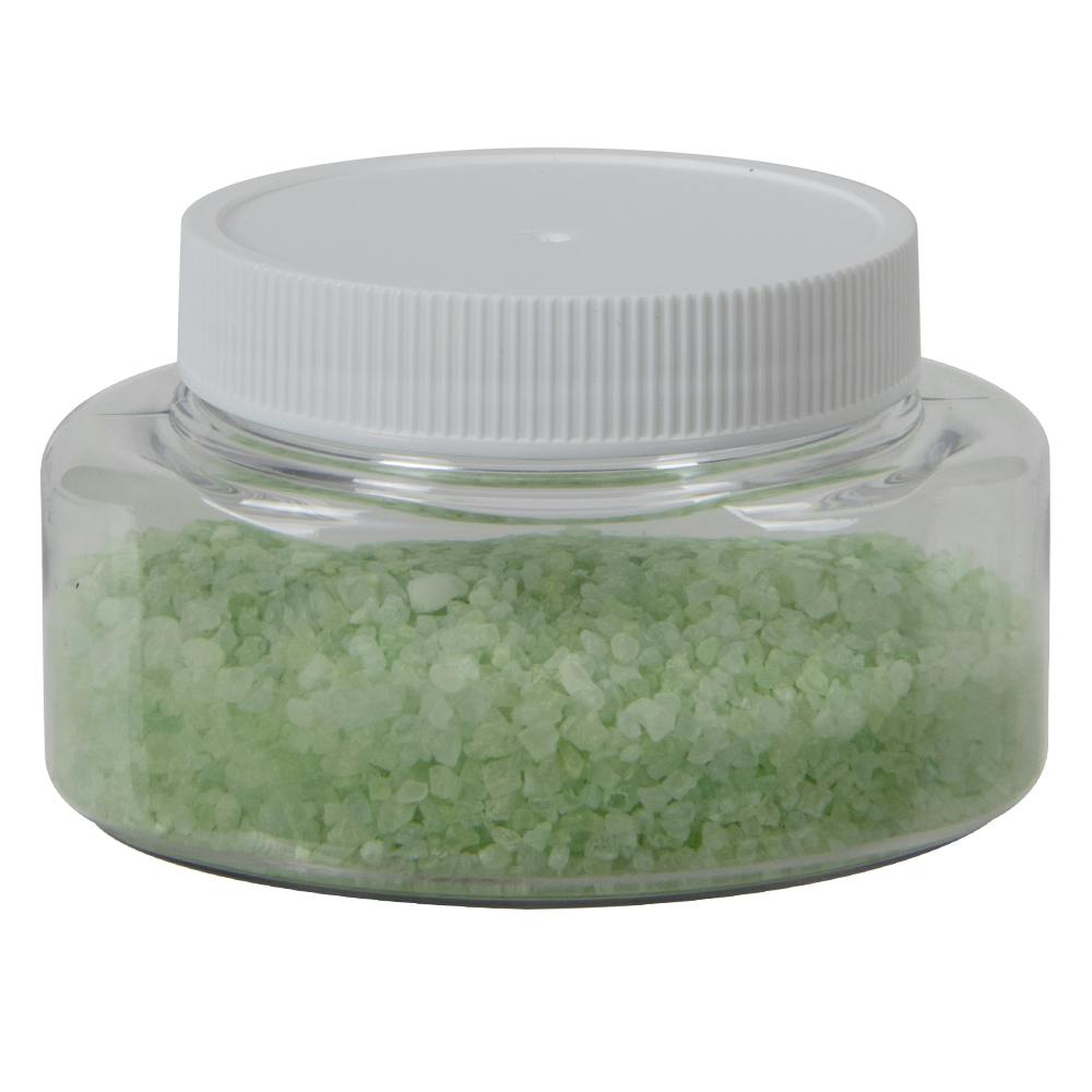 4 oz. Clear PET Squat Oval Jar with 58/400 White Ribbed Unlined Cap