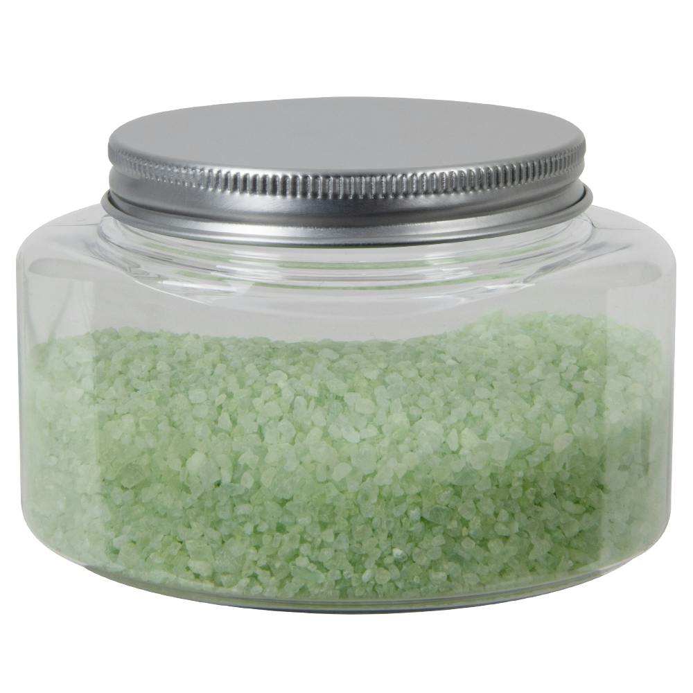 8 oz. Clear PET Squat Oval Jar with 70/400 Brushed Silver Aluminum Cap with Foam Liner