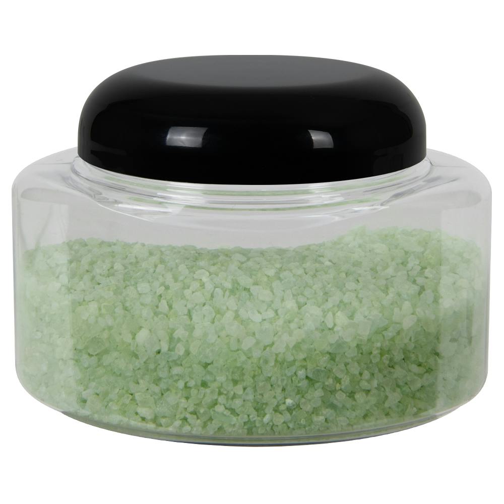 8 oz. Clear PET Squat Oval Jar with 70/400 Black Unlined Dome Cap