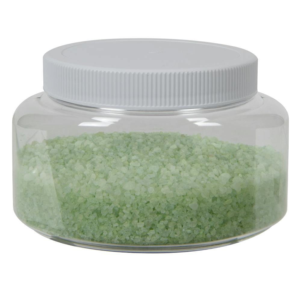 16 oz. Clear PET Squat Oval Jar with 89/400 White Ribbed Unlined Cap