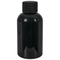 2 oz. Black PET Squat Boston Round Bottle with 20/410 Black Ribbed Cap with F217 Liner