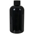 8 oz. Black PET Squat Boston Round Bottle with 24/410 Black Ribbed Cap with F217 Liner