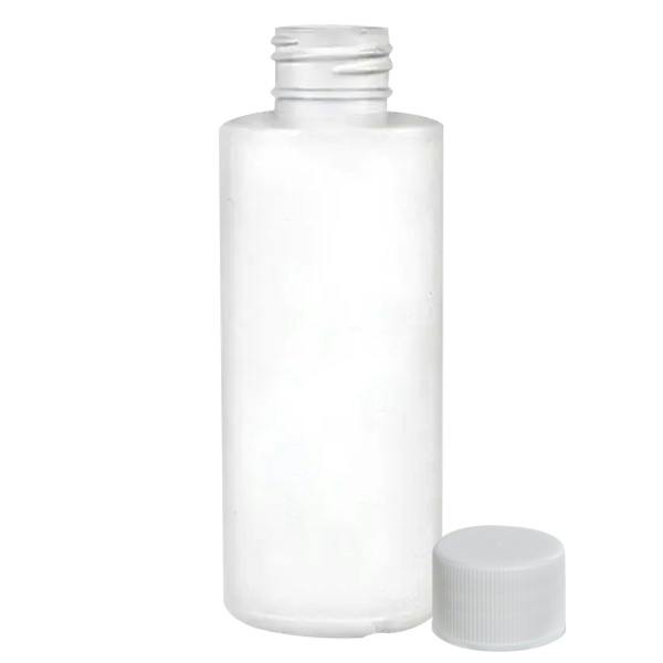 2 oz. White LDPE Cylindrical Bottle with 20/410 White Ribbed Cap with F217 Liner