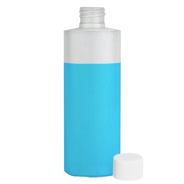 4 oz. Natural LDPE Cylindrical Bottle with 24/410 White Ribbed Cap with F217 Liner