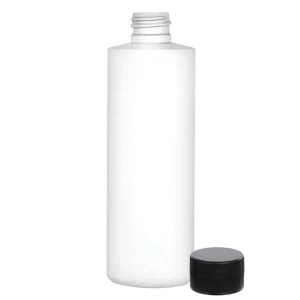 2 oz. White LDPE Cylindrical Bottle with 20/410 Black Ribbed Cap with F217 Liner