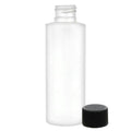 4 oz. White LDPE Cylindrical Bottle with 24/410 Black Ribbed Cap with F217 Liner