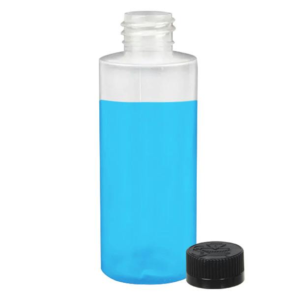 2 oz. Natural LDPE Cylindrical Bottle with 20/410 Black Ribbed Child-Resistant Cap (CRC) with F217 Liner