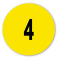 Number "4" Round Paper Label with Yellow Background - 2" Dia.