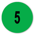 Number "5" Round Paper Label with Green Background - 2" Dia.