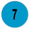 Number "7" Round Paper Label with Blue Background - 2" Dia.