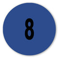 Number "8" Round Paper Label with Dark Blue Background - 2" Dia.