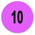 Number "10" Round Paper Label with Violet Background - 2" Dia.
