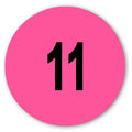 Number "11" Round Paper Label with Pink Background - 2" Dia.