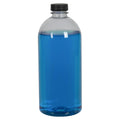 22 oz. Clear PET Squat Boston Round Bottle with 28/400 Black Ribbed Cap with F217 Liner