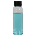 3 oz. Clear PET High Clarity Cosmo Round Bottle with 20/410 Black Ribbed Cap with F217 Liner