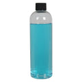 12 oz. Clear PET High Clarity Cosmo Round Bottle with 24/410 Black Ribbed Cap with F217 Liner