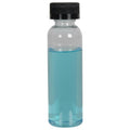 2 oz. Clear PET High Clarity Cosmo Round Bottle with 20/400 Black Ribbed Child-Resistant Cap (CRC) with F217 Liner