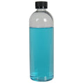 16 oz. Clear PET High Clarity Cosmo Round Bottle with 24/400 Black Ribbed Child-Resistant Cap (CRC) with F217 Liner