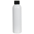 4 oz. White PET Cosmo Round Bottle with 20/410 Black Ribbed Cap with F217 Liner