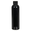 4 oz. Black PET Cosmo Round Bottle with 20/410 Black Ribbed Cap with F217 Liner