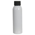 4 oz. White PET Cosmo Round Bottle with 24/410 Black Ribbed Cap with F217 Liner