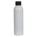 6 oz. White PET Cosmo Round Bottle with 24/410 Black Ribbed Cap with F217 Liner