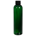 12 oz. Dark Green PET Cosmo Round Bottle with 24/410 Black Ribbed Cap with F217 Liner