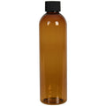 4 oz. Clarified Amber PET Cosmo Round Bottle with 20/410 Black Ribbed Cap with F217 Liner