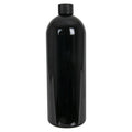 32 oz. Black PET Cosmo Round Bottle with 28/410 Black Ribbed Cap with F217 Liner
